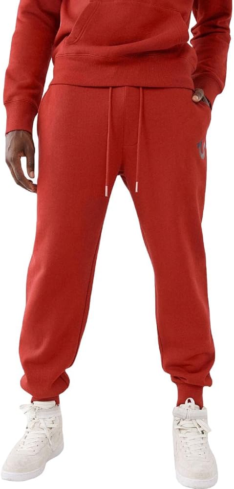 True Religion Men's Metallic Horseshoe Jogger, True Red, Medium