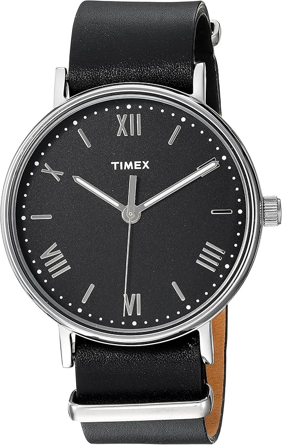 Timex Men's TW2R28600 Southview 41mm Black/Silver-Tone Leather Strap Watch