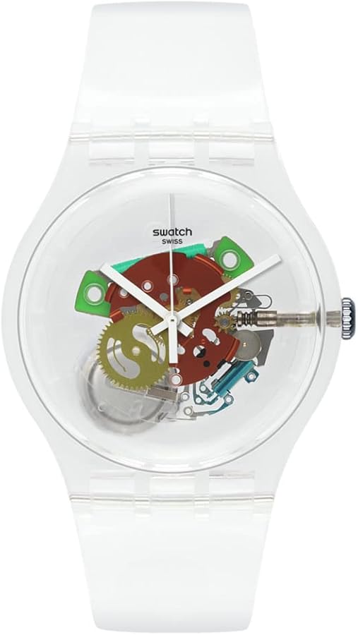 Swatch New Gent BIOSOURCED Random Ghost Quartz Watch, Transparent