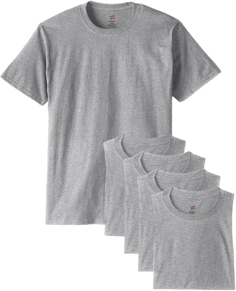 Hanes Comfort Soft Crew Neck 5 Pack Tee, Light Steel, XL ( Pack5 )