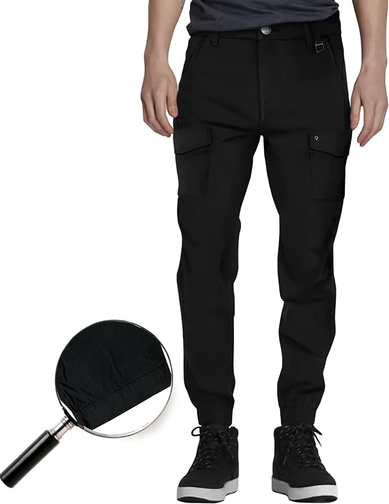 ETHANOL Men Super Comfy Stretch Jogger Pants with Elastic Waistband and Pocket