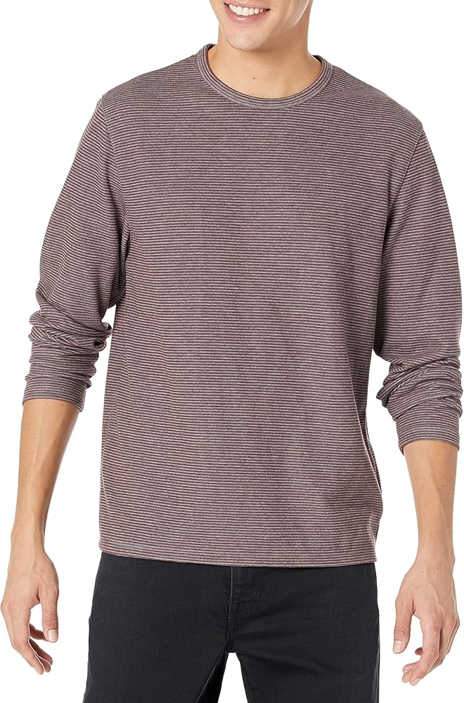 Vince Men's Dbl Face Feeder Stripe L/S Crew