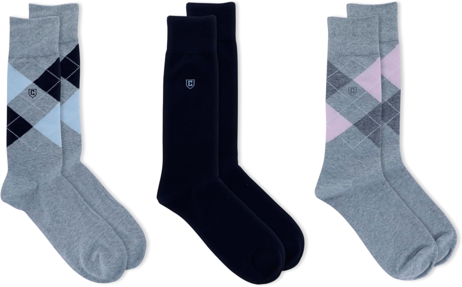 Chaps Men's Soft Argyle Dress Crew Socks-3 Pair Pack-Reinforced Heel and Toe