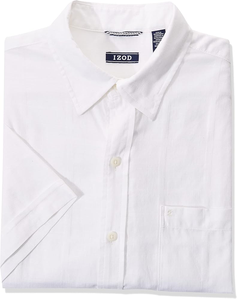 IZOD Men's Saltwater Short Sleeve Windowpane Button Down Shirt