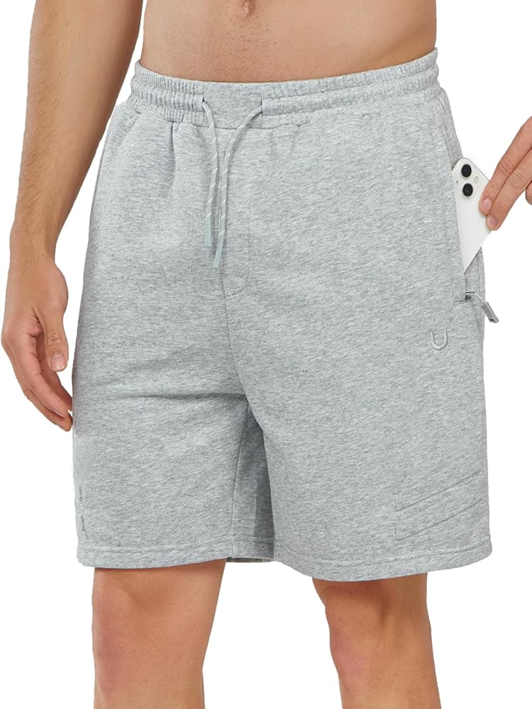 NORTHYARD Mens Casual Workout Shorts 7" Cotton Sweat Shorts with Zipper Pockets