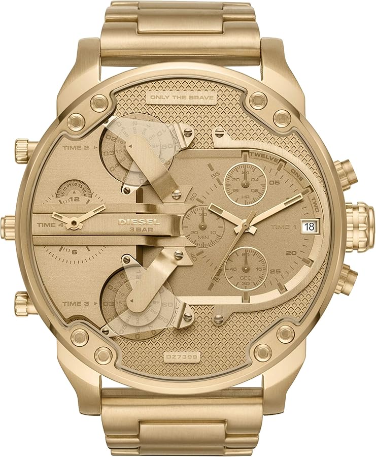 Diesel Men's Mr Daddy 2.0 Quartz Stainless Steel Chronograph Watch, Color: Gold-Tone (Model: DZ7399)