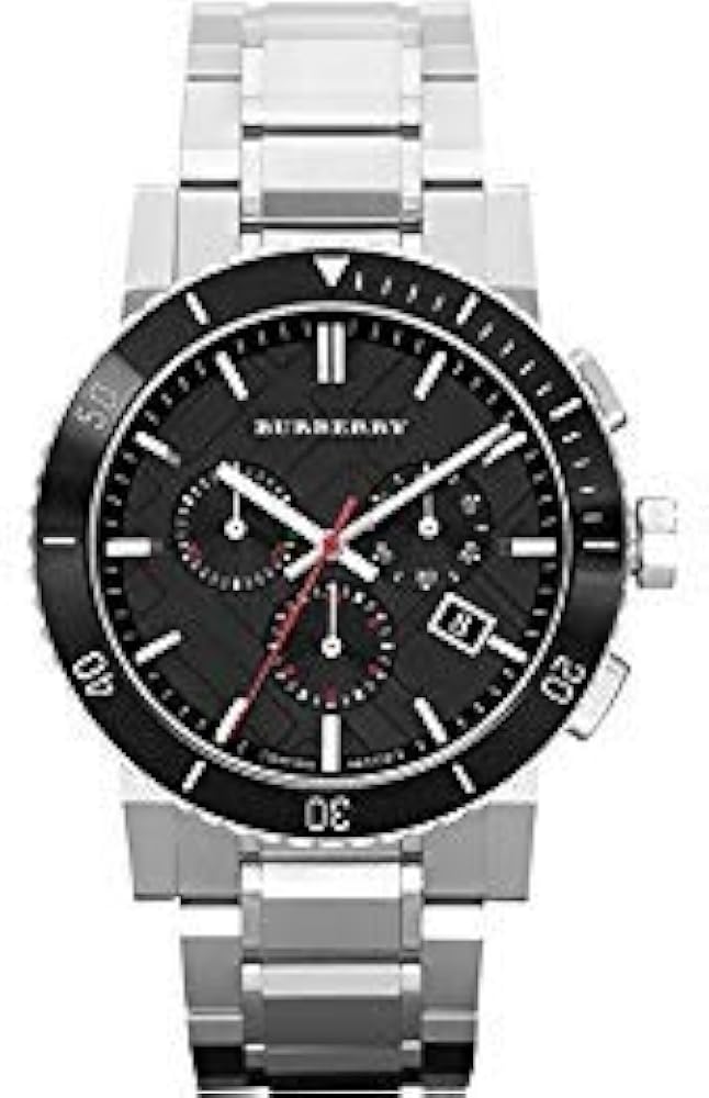 Burberry TOP Luxury Watch Chronograph Men The City Stainless Steel Black Ceramic Bezel Date Dial BU9380