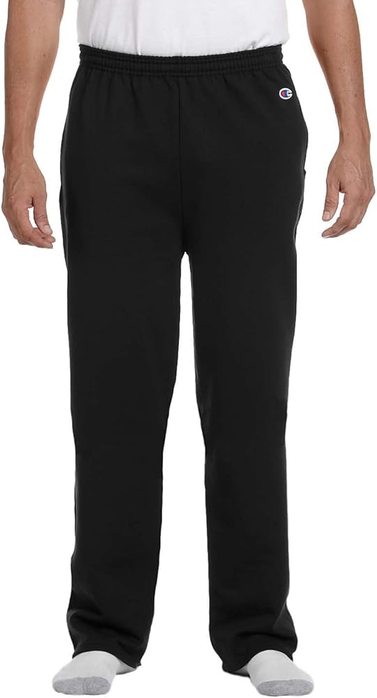 Champion Eco 9 oz. Open-Bottom Fleece Pant with Pockets, XL, BLACK