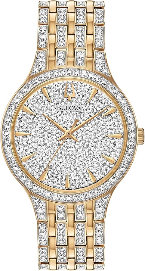 Bulova Crystal Pave 3-Hand Quartz Slim Case Watch