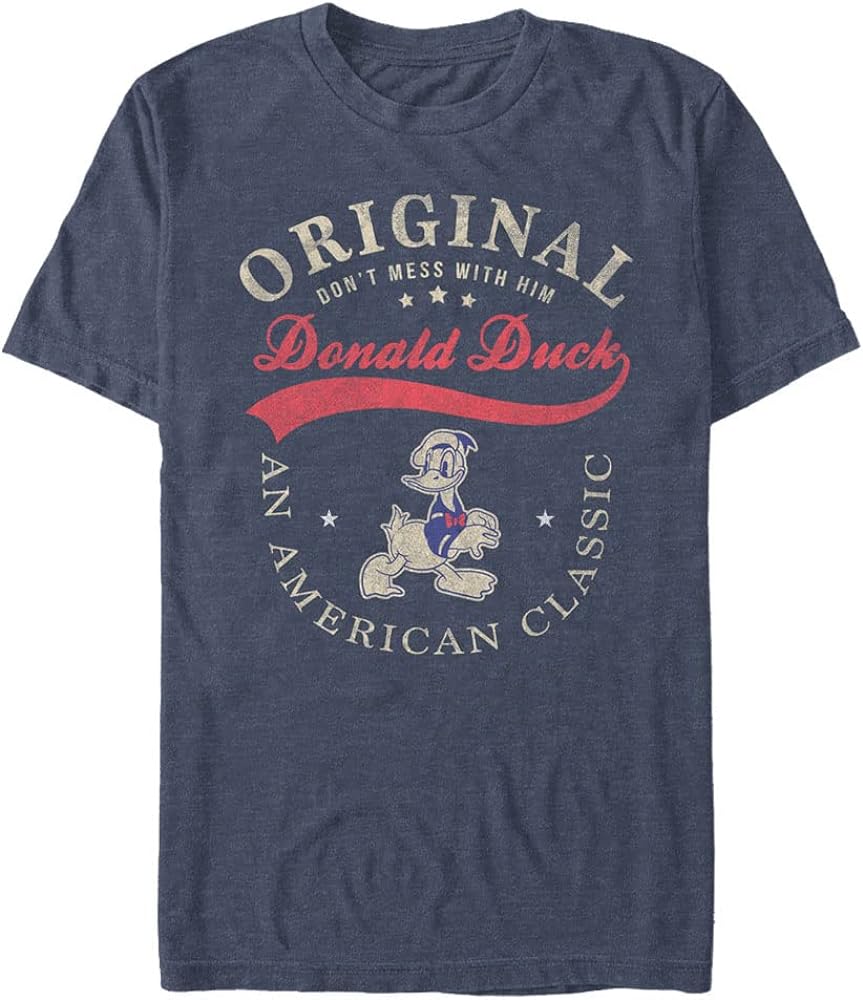 Disney Classic Mickey The One and Only Donald Men's Tops Short Sleeve Tee Shirt, Navy Blue Heather, 3X-Large Big Tall