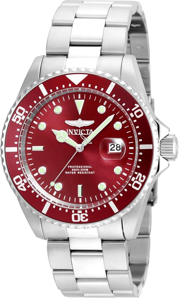 Invicta Men's Pro Diver 43mm Stainless Steel Quartz Watch, Silver/Red, Silver/Blue (Model: 22048, 25716)