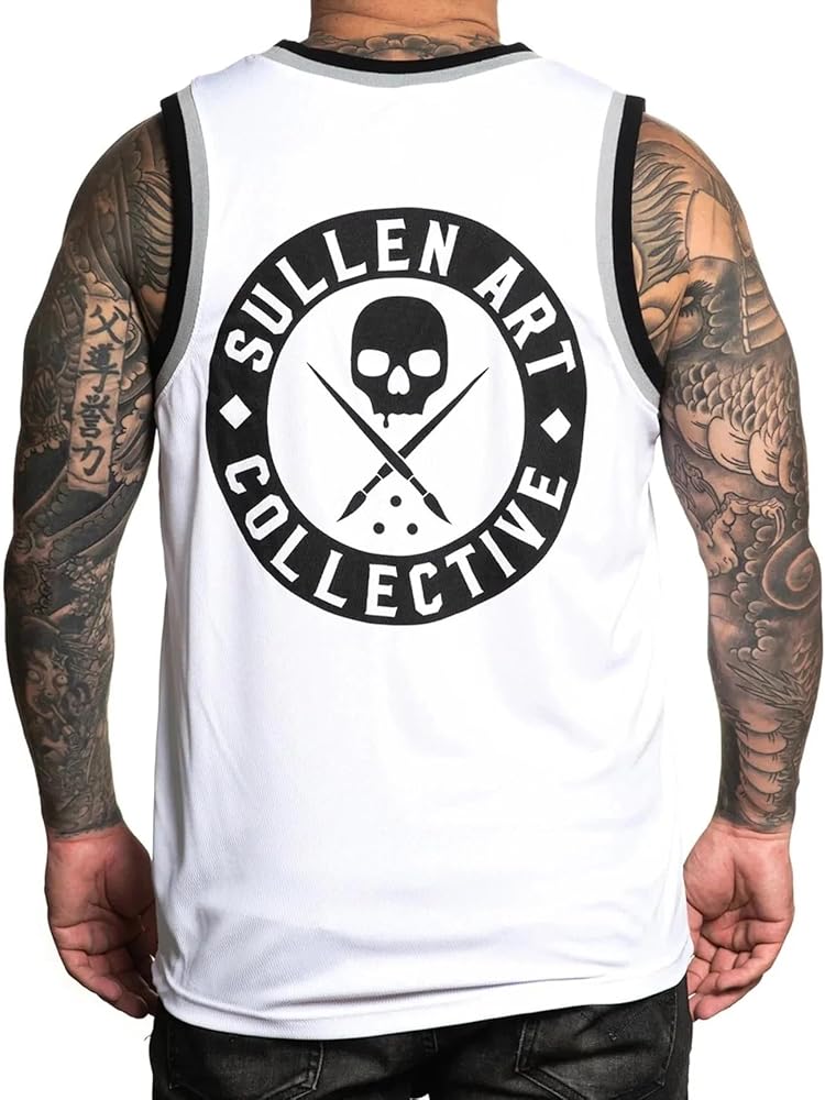 Sullen Men's Badge of Honor BOH Jersey Tank Top (5XLarge, White)