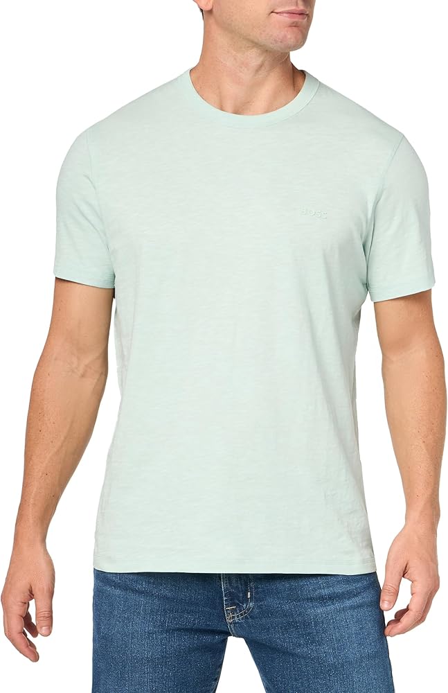 BOSS Men's Slub Jersey T-Shirt with Tonal Patch Logo