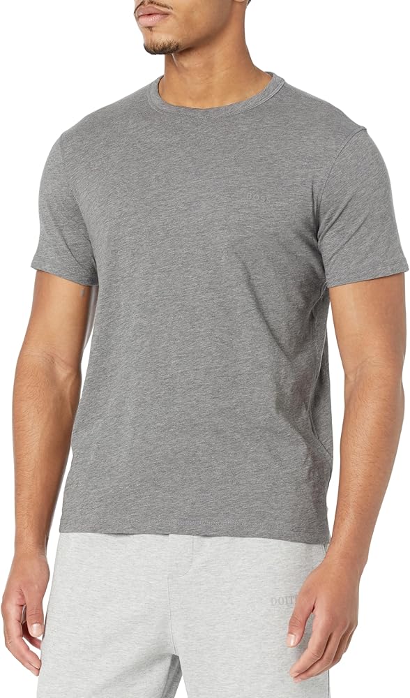 BOSS Men's Slub Jersey T-Shirt with Tonal Patch Logo, Feather Grey Melange