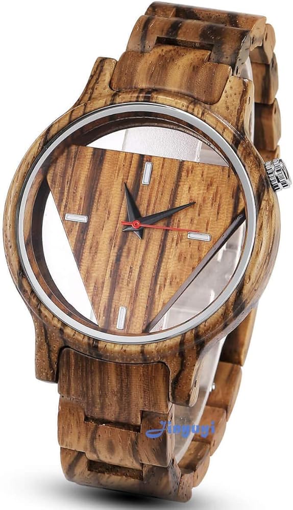 Men's Wooden Watches Inverted Triangle Wood Watch for Mens Minimalist Quartz Watch Birthday Gifts