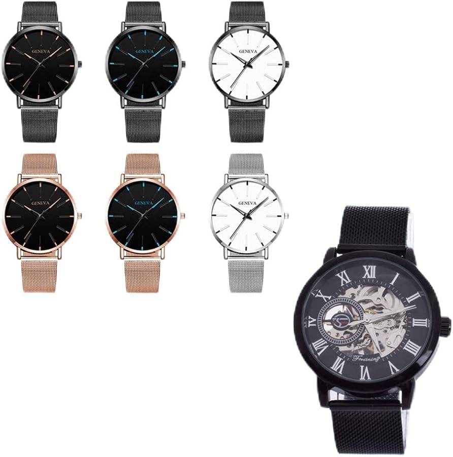 Weicam Men's Boy's 7 Pcs Wholesale Watches Simple Mesh Strap Analog Quartz Wristwatch