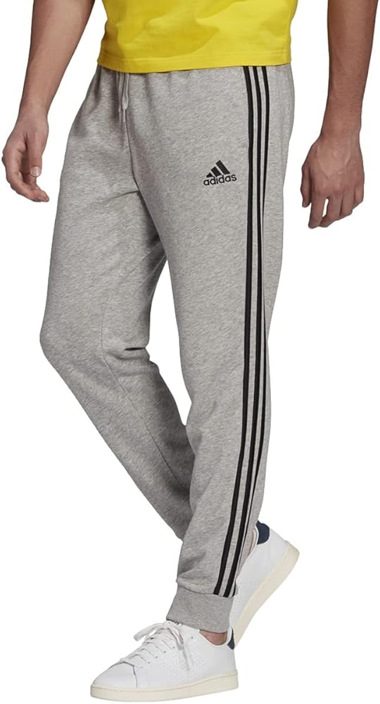 adidas Men's Essentials French Terry Tapered Cuff 3-Stripes Pants