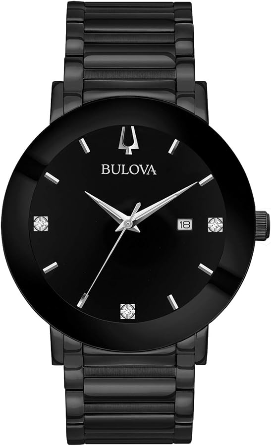 Bulova Men's 3-Hand Quartz Watch with Diamond Dial and Edge to Edge Crystal