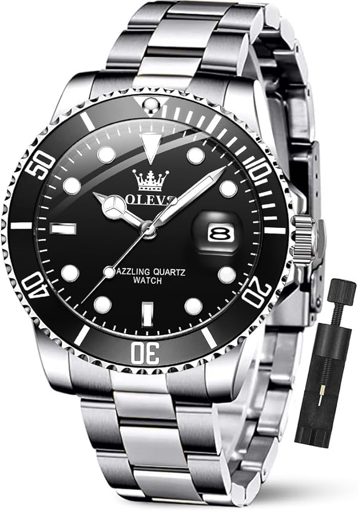 OLEVS Classic Big Face Wrist Watches,Men Business Watches Dress Watch with Day Luminous Men Stainless Steel Wristwatch