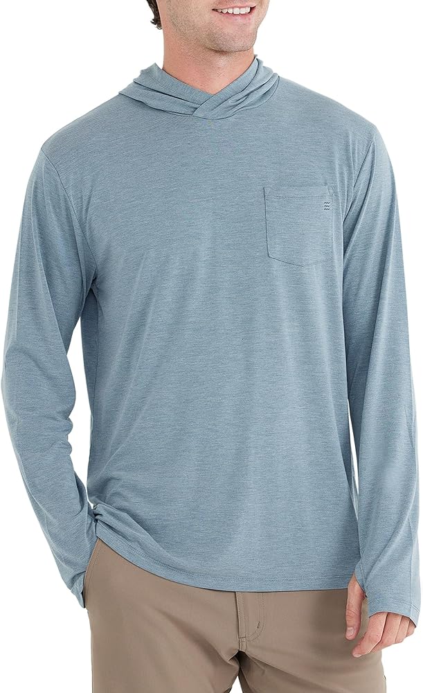 Free Fly Men's Crossover Hoodie - Premium Weight Bamboo Viscose Stretch Shirt with Thumbholes and Sun Protection UPF 50+