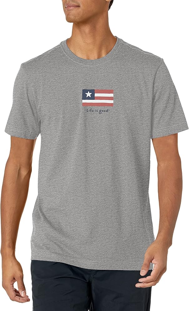 Life is Good Men's Vintage Crusher Graphic T-Shirt Three Stripe American Flag