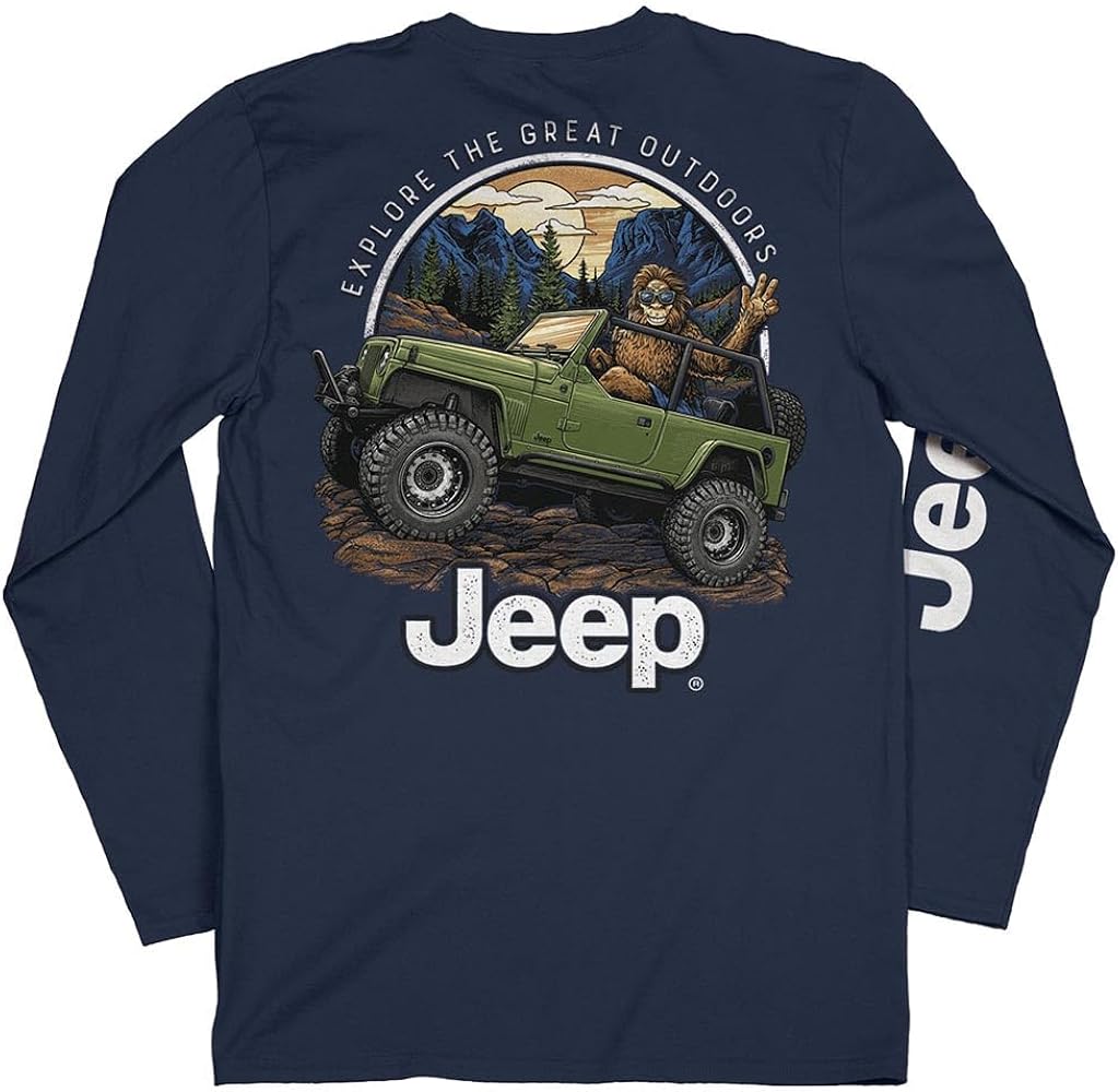 Jeep - Sasquatch Long Sleeve Shirt, Blue | Wrangler Design | 60% Combed Ringspun Cotton, 40% Polyester