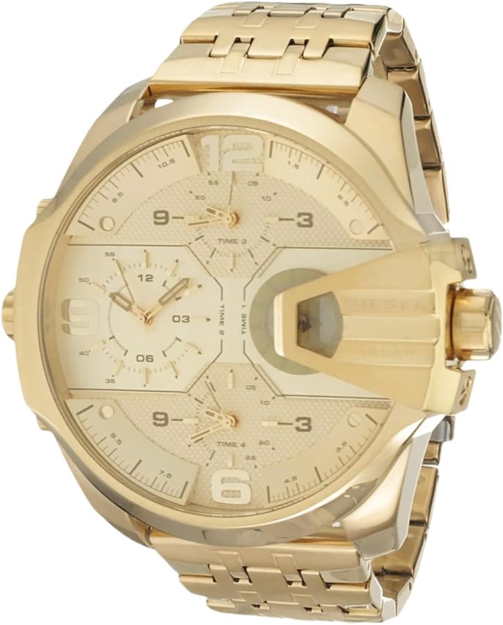 Diesel DZ7447 Gold Tone Stainless Steel Gold Chronograph Dial Uber Chief Three Hand Men's Watch