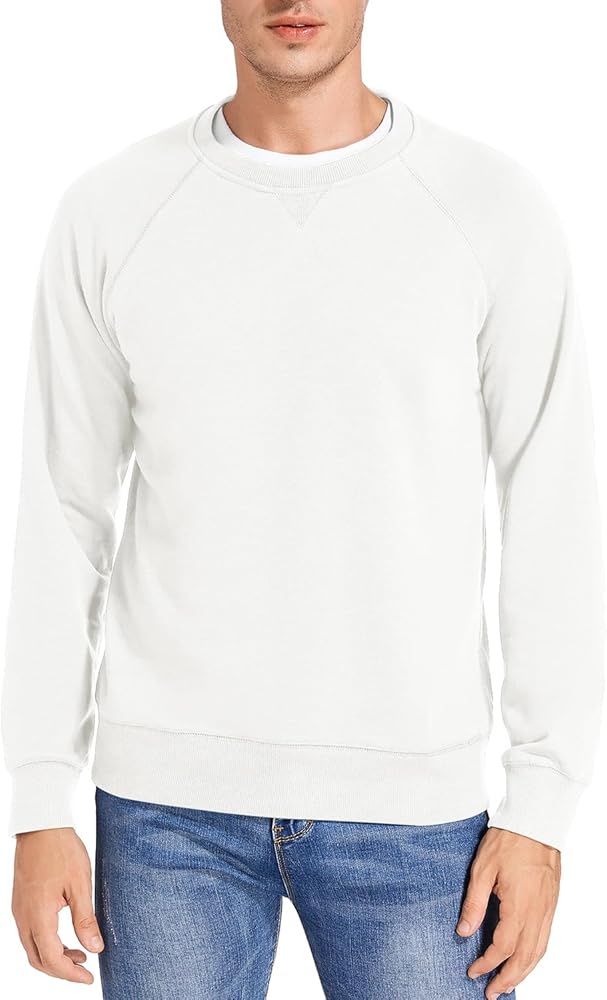 Men's Long Sleeve Lightweight French Terry Sweatshirt Casual Crewneck Pullover