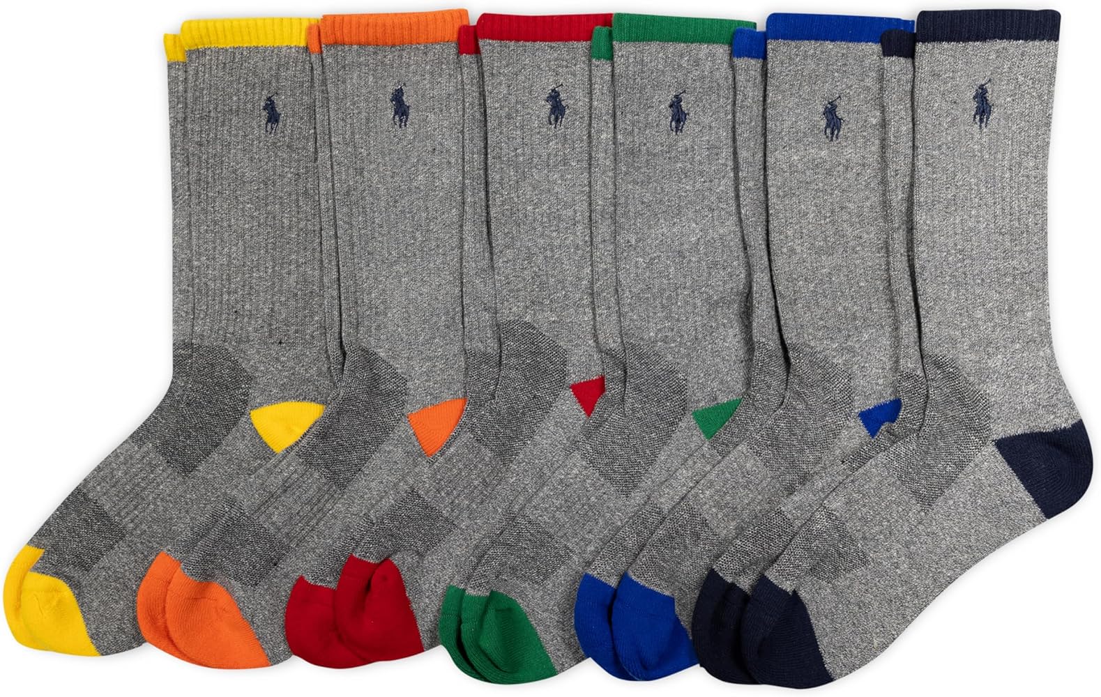 Polo Ralph Lauren Men's Athletic Performance Cotton Crew Socks-6 Pair Pack-Breathable Mesh & Sport Moisture Wicking