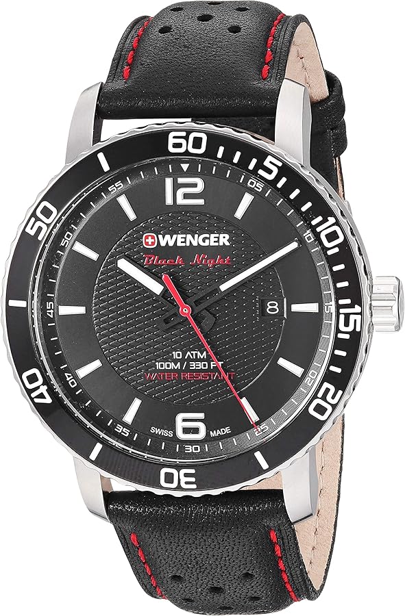 Wenger Men's 01.1841.101 Roadster Black Night Analog Display Swiss Quartz Black Watch