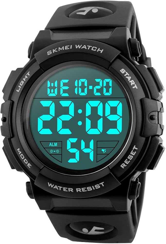 MASTOP Men's Digital Sports Watch LED Screen Large Face Military Watches Waterproof Stopwatch Alarm Army Watch