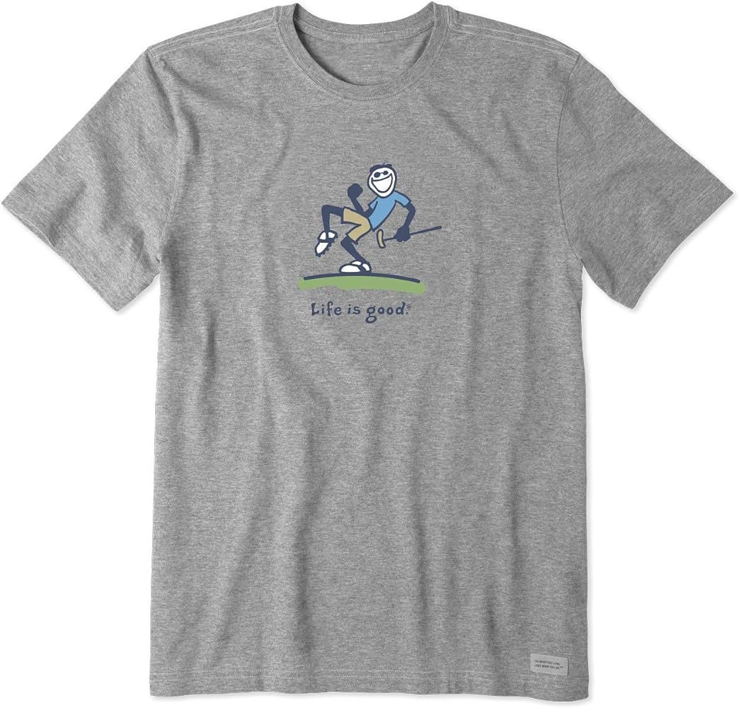 Life is Good. Mens Crusher Tee Pump Putt Jake, Heather Gray