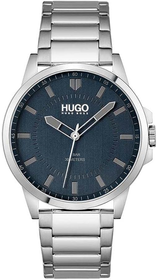 HUGO #First Men's Quartz Stainless Steel and Link Bracelet Casual Watch, Color: Silver (Model: 1530186)