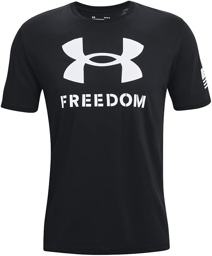 Under Armour Men's New Freedom Logo T-Shirt, Black (001)/White, X-Large