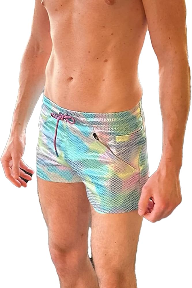 Zaddy Mens Party Rave & Festivals Shorts, Zippered Pockets, Booty Shorts, LGBTQ, Gay 3 inch Inseam Shorts