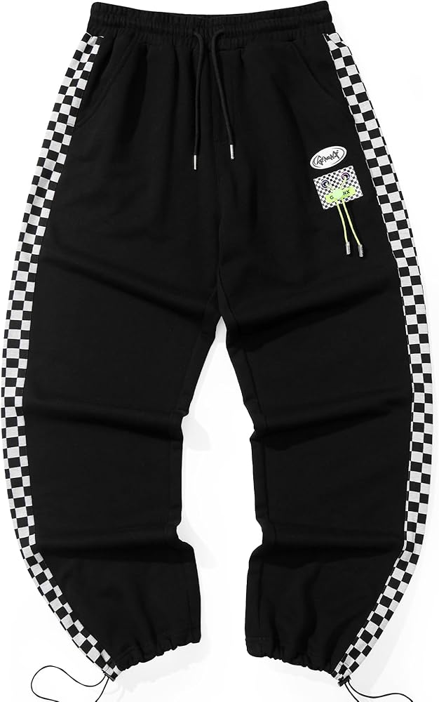 Men's Drawstring Sweatpants Letter Graphic Jogger Pants Colorblock Punk Cargo Pants Hip Hop Pants Joggings Streetwear