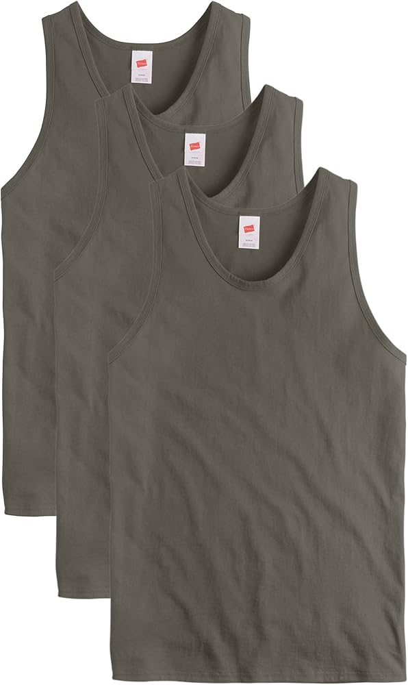 Hanes Men's Essentials Top Pack, Midweight Cotton Tanks, Sleeveless Shirts, 3-Pack