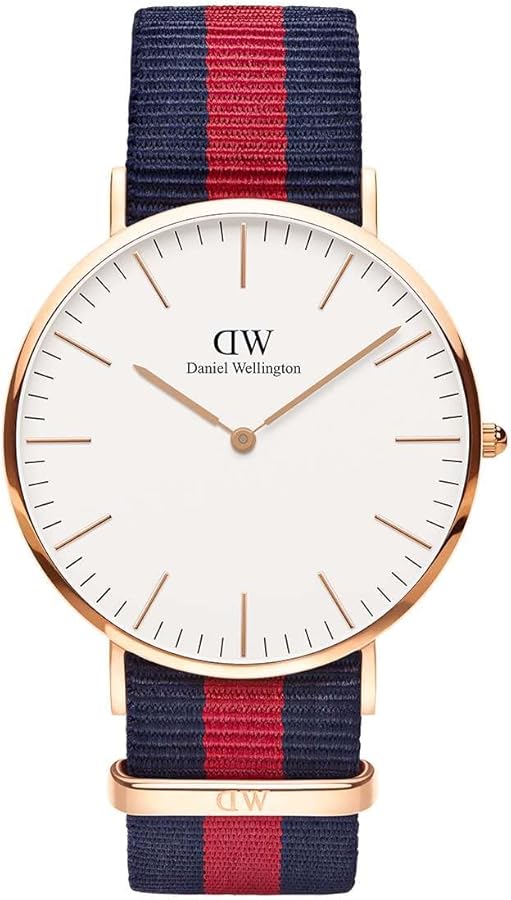 Daniel Wellington Men's 0101DW Classic Rose Gold-Tone Watch with Striped Band