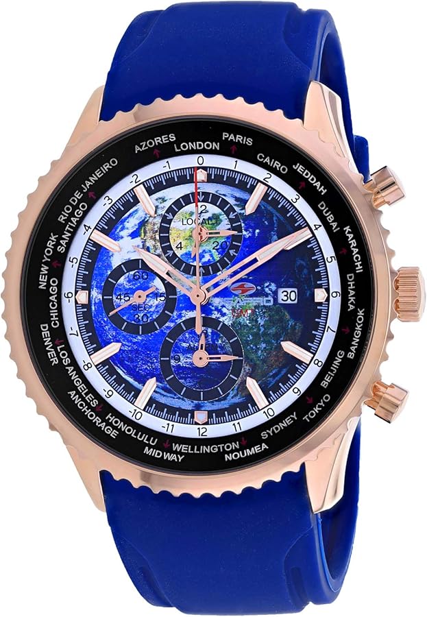 Seapro Men's Meridian World Timer GMT Blue Dial Watch - SP7522