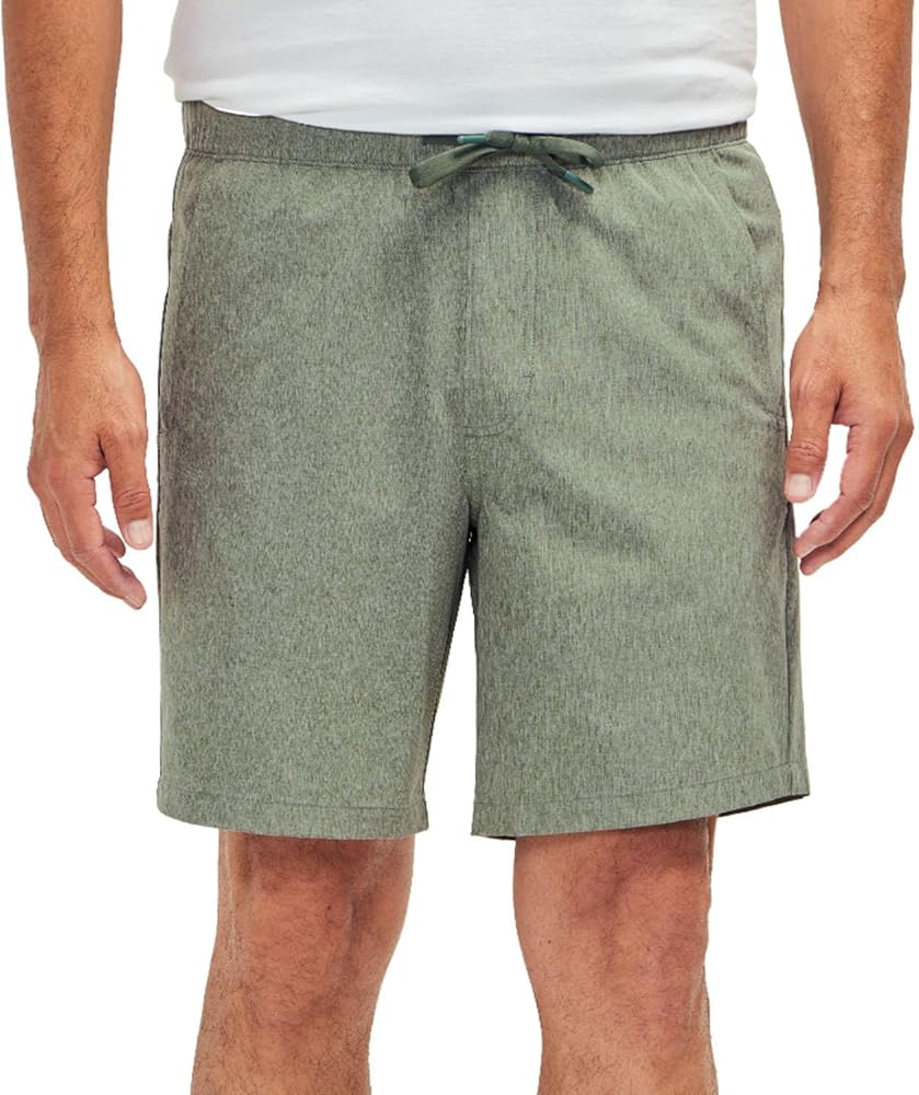 Eddie Bauer Men's Woven Tech Pull On Stretch Training Athletic Shorts, Quick Dry Lightweight Workout Running Shorts with Pockets - Duck Green XL