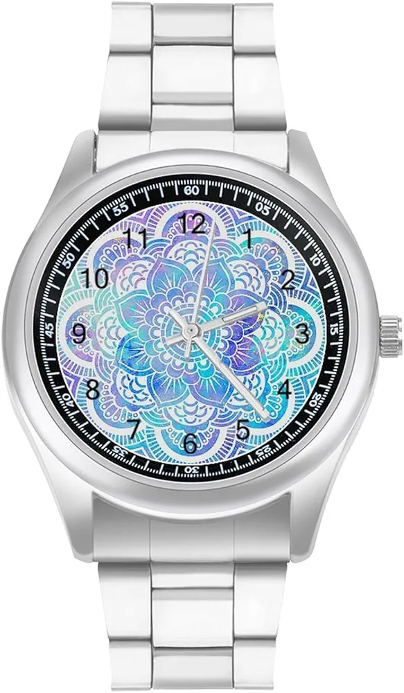 Mandala Lavender Aqua Galaxy Casual Wrist Watches for Men Classic Business Dress Watch Big Face for Work Gym, style