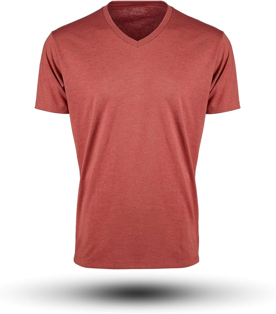 Fresh Clean Threads V Neck T Shirts for Men - Pre Shrunk Soft Fitted Premium Classic Tee - Men's T-Shirt Cotton Poly Blend