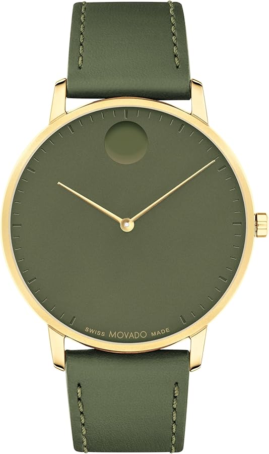 Movado Face Men's Watch - Swiss Quartz Movement, Leather Strap - 3 ATM Water Resistance - Luxury Fashion Timepiece for Him - 41mm