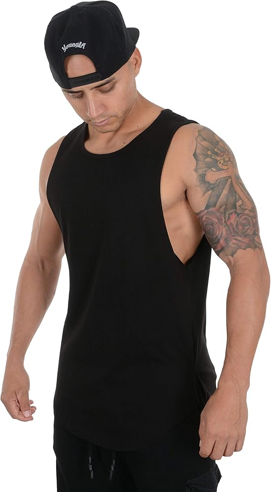 YoungLA Elongated Tank Tops for Men | Workout Muscle Gym Shirts | Bodybuilding Stringers | 308