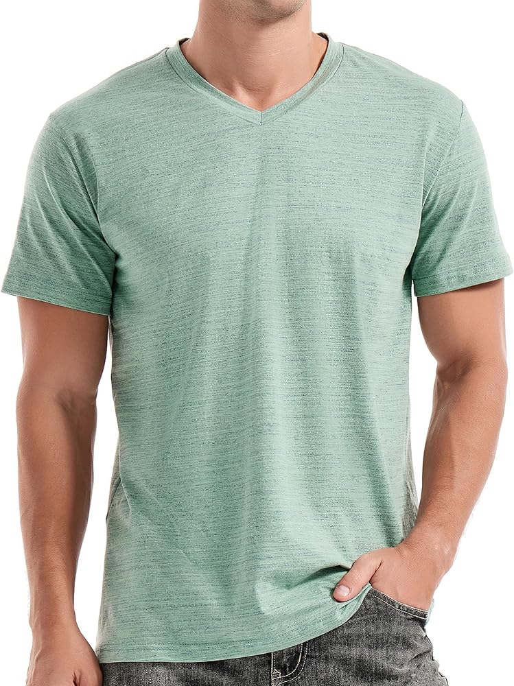 KLIEGOU Men's V Neck T Shirts - Casual Stylish Fitted Stretch Tees for Men