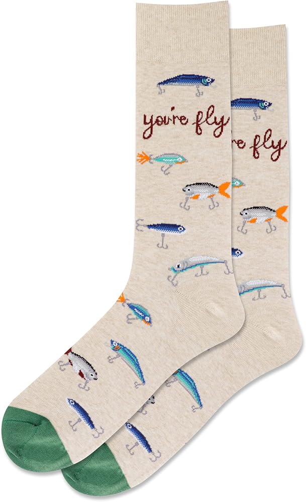 Hot Sox Men's Fun Fishing and Outdoors Crew Socks-1 Pair Pack-Cool & Funny Gifts