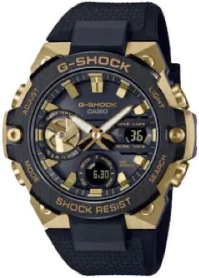 G-Shock Casio Stay Gold Series G-Steel Connected Solar Metallic Gold and Black Resin Strap Watch | GSTB400GB1A9