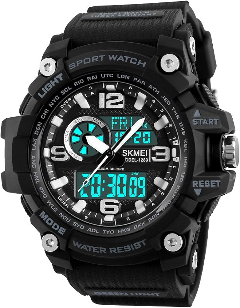 SKMEI Men's Digital Sports Watch, 50M Waterproof Military Watches LED Screen Large Face Stopwatch Alarm Wristwatch