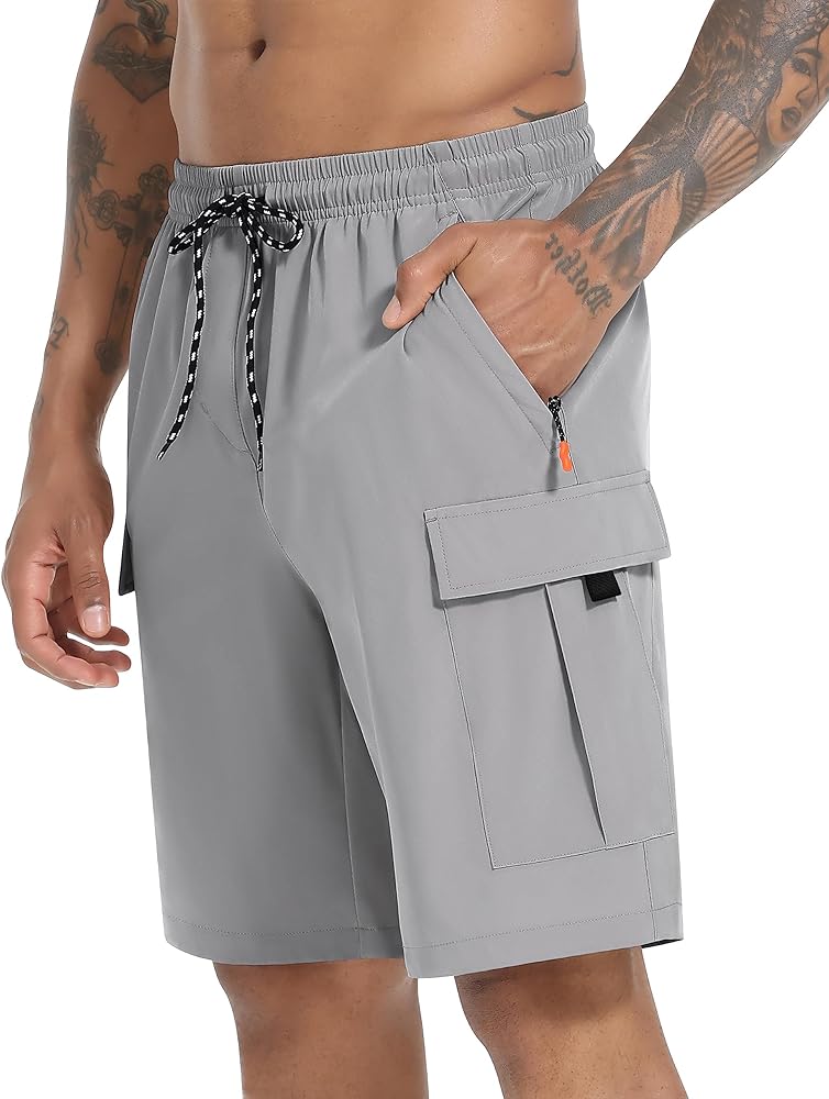 Men's Cargo Shorts Quick Dry Lightweight Stretch Hiking Shorts for Men with 5 Pockets No Lining