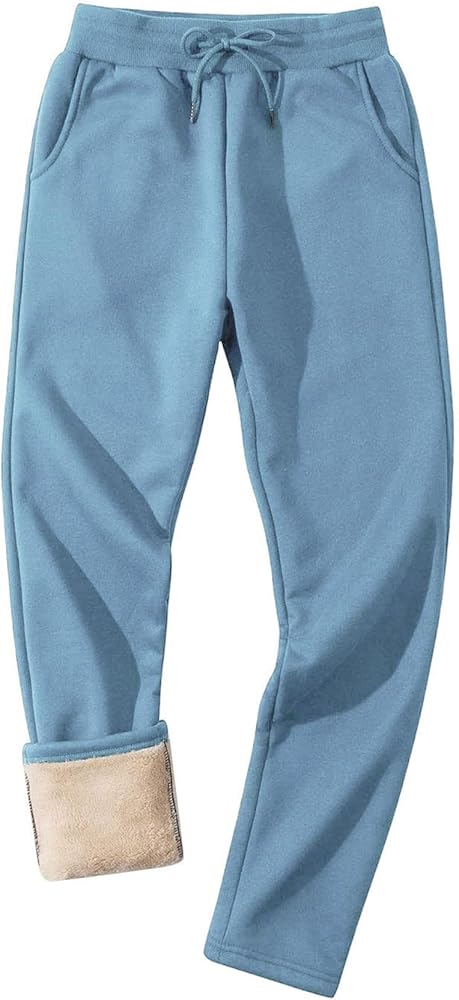 Flygo Men's Fleece Lined Sherpa Sweatpants Winter Warm Pants Jogger Lounge Athletic Pant with Pockets